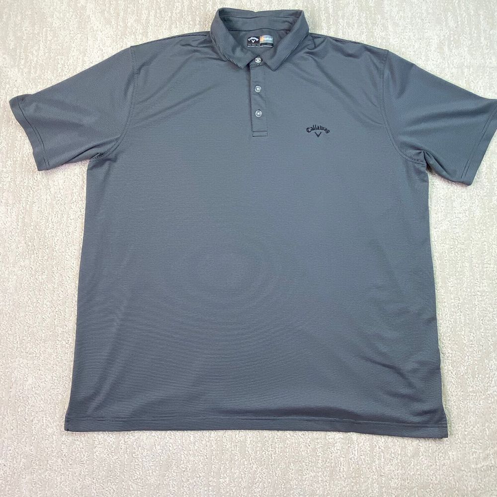 Callaway Opti Dri Golf Shirt Men's 2XL Black Striped Short Sleeve*